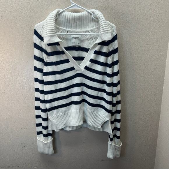 Abercrombie & Fitch Sweater SZ S Striped V Neck Preppy Nautical Old Money - Picture 1 of 6